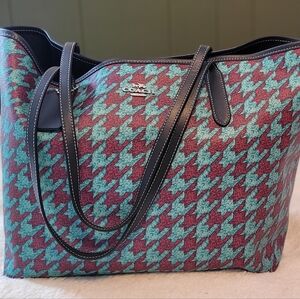 Coach Red and Green Tote Bag with Classic Design